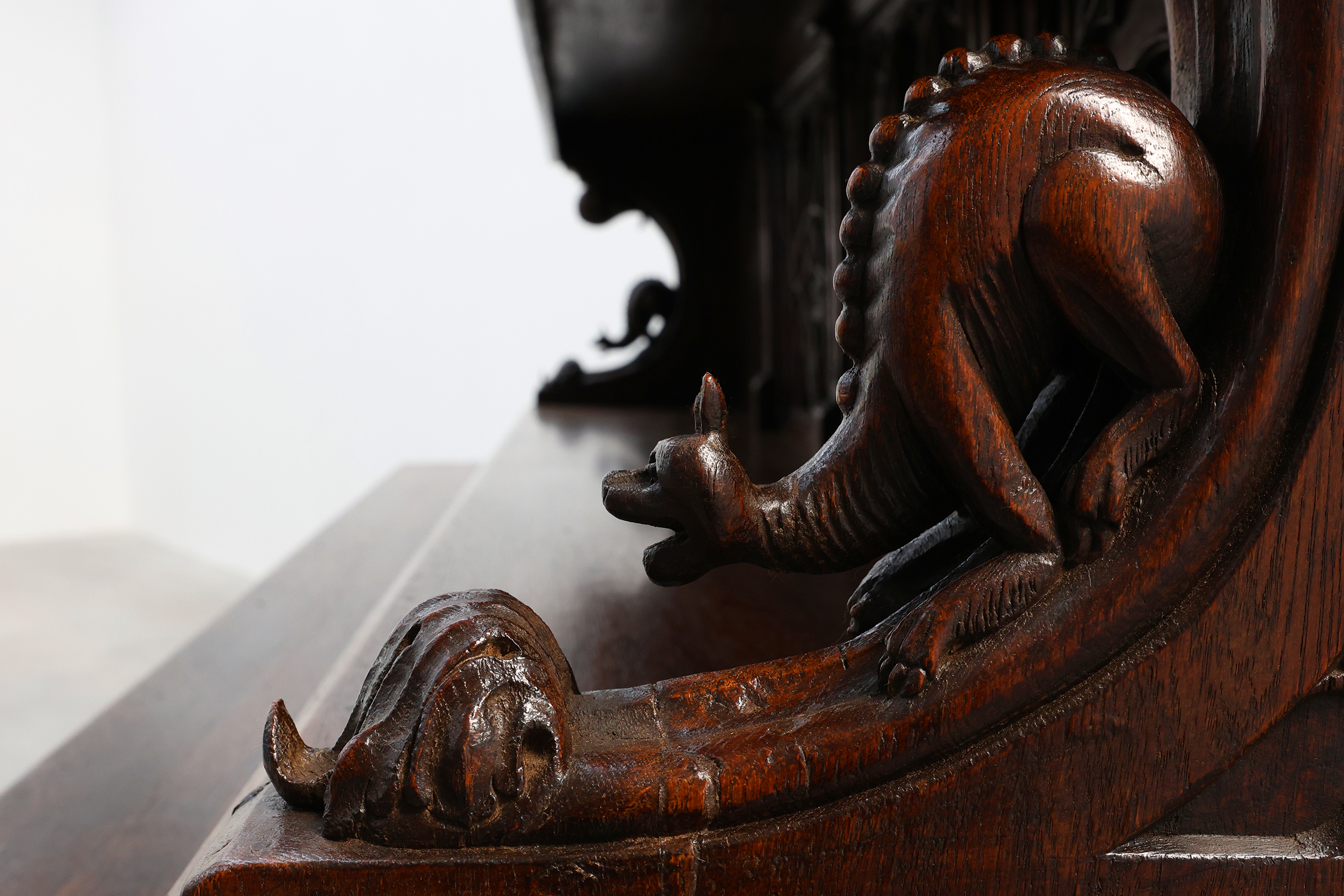 Rare large early 19th century hand carved Neo-Gothic cupboard in oakthumbnail